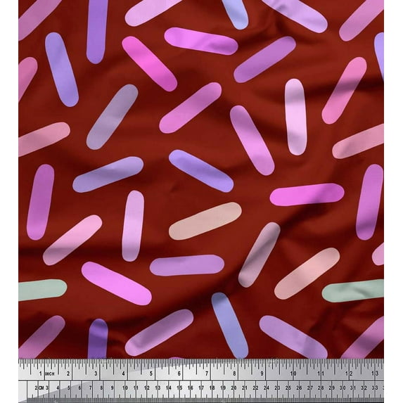 Soimoi Red Cotton Duck Fabric Brush Stroke Abstract Print Fabric by the Yard 42 Inch Wide