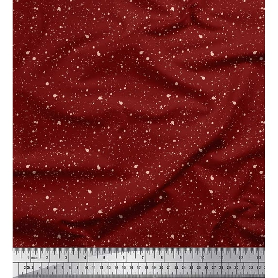 Soimoi Red Cotton Duck Fabric Brush Stroke Abstract Print Sewing Fabric Yard 42 Inch Wide