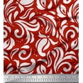 thumbnail image 1 of Soimoi Red Cotton Duck Fabric Filigree Damask Printed Fabric 1 Yard 42 Inch Wide, 1 of 3