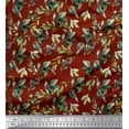 thumbnail image 1 of Soimoi Red Cotton Duck Fabric Flower Leaves Print Fabric by the Yard 44 Inch Wide, 1 of 3