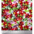 thumbnail image 1 of Soimoi Red Cotton Duck Fabric Leaves & Floral Watercolor Print Fabric by Yard 42 Inch Wide, 1 of 1