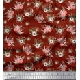 thumbnail image 1 of Soimoi Red Cotton Duck Fabric Mignon Dahlia & Peony Floral Printed Craft Fabric 1 Yard 44 Inch Wide, 1 of 3