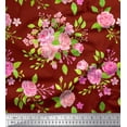 thumbnail image 1 of Soimoi Red Cotton Duck Fabric Rose Floral Printed Craft Fabric by the Yard 42 Inch Wide, 1 of 3