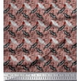 thumbnail image 1 of Soimoi Red Cotton Jersey Fabric Text & Crow Bird Print Fabric by the Yard 64 Inch Wide, 1 of 3