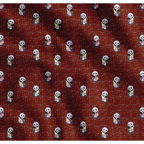 Soimoi Red Cotton Poplin Fabric Bottle & Panda Dots Decor Fabric Printed Yard 42 Inch Wide