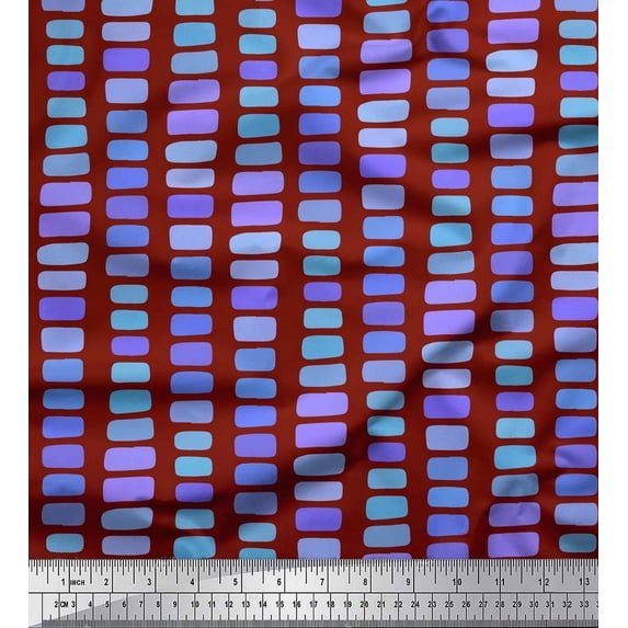 Soimoi Red Cotton Poplin Fabric Brush Stroke Abstract Print Fabric by the Yard 56 Inch Wide