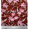 thumbnail image 1 of Soimoi Red Cotton Poplin Fabric Leaves & Freesia Floral Fabric Prints By Yard 42 Inch Wide, 1 of 3