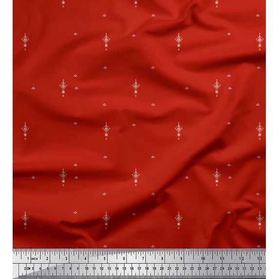 Soimoi Red Cotton Voile Fabric Abstracts Abstract Print Sewing Fabric Yard 42 Inch Wide