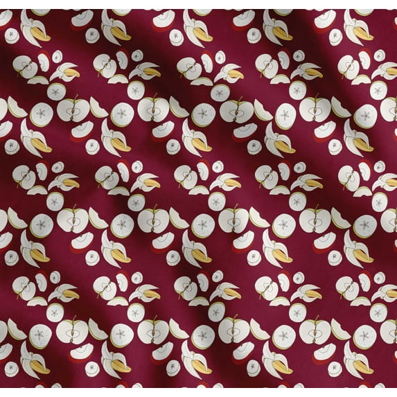 Soimoi Red Cotton Voile Fabric Banana & Fresh Fabric Prints by Yard 42 Inch Wide