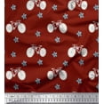 thumbnail image 1 of Soimoi Red Cotton Voile Fabric Bicycle & Floral Transport Print Fabric by Yard 42 Inch Wide, 1 of 3