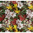 thumbnail image 1 of Soimoi Red Cotton Voile Fabric Leaves & Lily Floral Printed Fabric 1 Yard 56 Inch Wide, 1 of 7