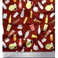 thumbnail image 1 of Soimoi Red Cotton Voile Fabric Soft Drink & Glass Kitchen Decor Fabric Printed Yard 42 Inch Wide, 1 of 3