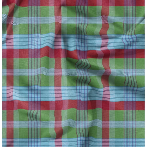 Soimoi Red Fabric - By the Yard - 42 Inch Wide - Checkered Blocks Check Fabric - Versatile and Classic Designs for Various Uses Printed Fabric