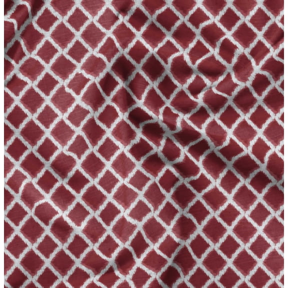 Soimoi Red Fabric - By the Yard - 42 Inch Wide - Diamond Grid Geometric Material - Elegant and Minimalist Patterns for Various Uses Printed Fabric