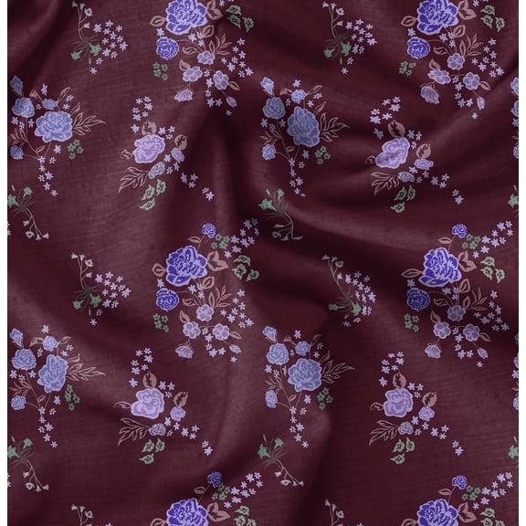 Soimoi Red Fabric - By the Yard - 42 Inch Wide - Rose Floral Pattern Textile - Romantic and Delicate Designs for Stylish Projects Printed Fabric