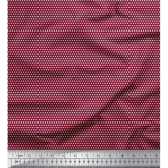 Soimoi Red Georgette Viscose Fabric Dots Dots Printed Fabric 1 Yard 42 Inch Wide