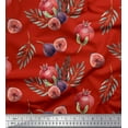 thumbnail image 1 of Soimoi Red Georgette Viscose Fabric Pomegranate & Fig Fruits Fabric Prints By Yard 42 Inch Wide, 1 of 3