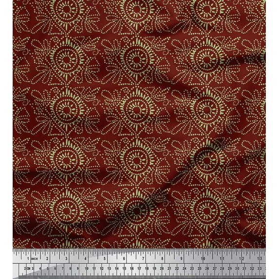 Soimoi Red Heavy Canvas Fabric Blocks Block Print Fabric by the Yard 58 Inch Wide