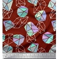 thumbnail image 1 of Soimoi Red Heavy Canvas Fabric Crystal Stone Geometric Print Fabric by the Yard 58 Inch Wide, 1 of 3