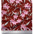 thumbnail image 1 of Soimoi Red Heavy Canvas Fabric Leaves & Freesia Floral Print Fabric by Yard 58 Inch Wide, 1 of 3