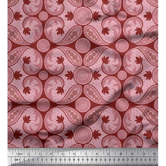 Soimoi Red Heavy Canvas Fabric Paisleys Paisley Printed Craft Fabric by The Yard 58 Inch Wide