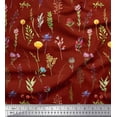 thumbnail image 1 of Soimoi Red Heavy Canvas Fabric Wildflower & Leaves Print Fabric by The Yard 58 Inch Wide, 1 of 3