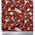 thumbnail image 1 of Soimoi Red Rayon Crepe Fabric Lemon Slice & Soft Drink Beverages Print Fabric by the Yard 46 Inch Wide, 1 of 3