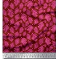thumbnail image 1 of Soimoi Red Silk Fabric Artistic Leaves Print Sewing Fabric Yard 42 Inch Wide, 1 of 3