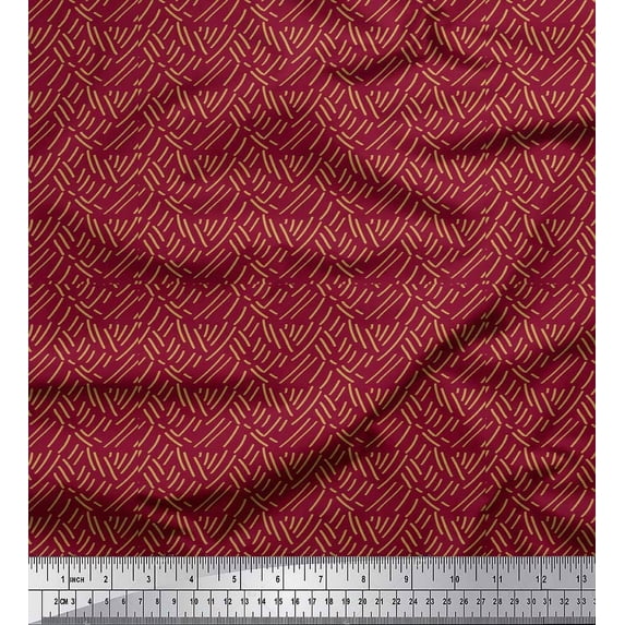 Soimoi Red Silk Fabric Brush Stroke Abstract Decor Fabric Printed Yard 42 Inch Wide