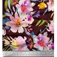 thumbnail image 1 of Soimoi Red Silk Fabric Leaves & Floral Fabric Prints by Yard 42 Inch Wide, 1 of 1