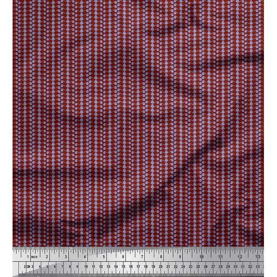 Soimoi Red Silk Fabric Shells Ocean Print Sewing Fabric Yard 44 Inch Wide