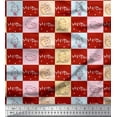 thumbnail image 1 of Soimoi Red Silk Fabric Text & Cat Animal Printed Craft Fabric by the Yard 42 Inch Wide, 1 of 3