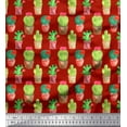 thumbnail image 1 of Soimoi Red Velvet Fabric Cactus With Conical Pot Tree Print Sewing Fabric Yard 58 Inch Wide, 1 of 3