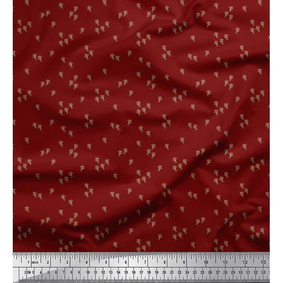 Soimoi Red Velvet Fabric Giraffe Face Animal Printed Fabric 1 Yard 58 Inch Wide