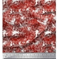 thumbnail image 1 of Soimoi Red Velvet Fabric Pine Leaves Print Fabric by the Yard 58 Inch Wide, 1 of 3