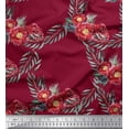 thumbnail image 1 of Soimoi Red Viscose Chiffon Fabric Leaves & Peony Floral Fabric Prints By Yard 42 Inch Wide, 1 of 3