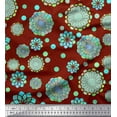 thumbnail image 1 of Soimoi Red polyester Crepe Fabric Artistic Flower & Geometric Print Sewing Fabric Yard 52 Inch Wide, 1 of 3