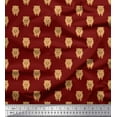 thumbnail image 1 of Soimoi Red polyester Crepe Fabric Pomeranian Dog Print Fabric by the Yard 42 Inch Wide, 1 of 3