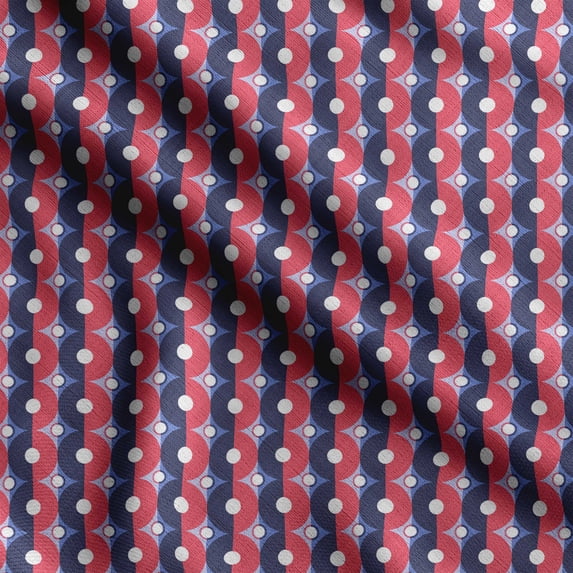 Soimoi Round Printed, Japan Crepe SatinFabric, by The Yard 54 Inch Wide, Decorative Sewing Fabric for Dresses Kimonos Gowns, Red