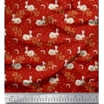thumbnail image 1 of Soimoi Satin Silk Fabric Dot,Leaves & Rabbit Animal Printed Fabric 1 Yard 42 Inch Wide, 1 of 1