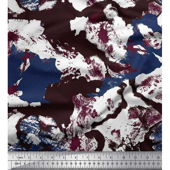 Soimoi Satin Silk Fabric Marble Stone Texture Shirting Fabric Prints by Yard 42 Inch Wide