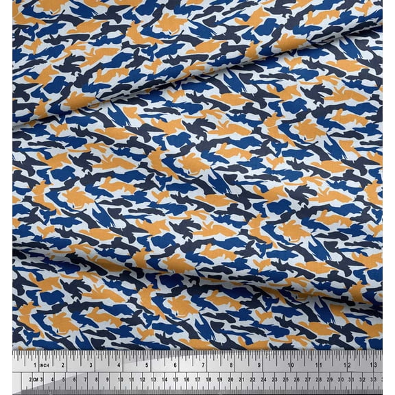 Soimoi Satin Silk Fabric Two Tone With White Camouflage Print Sewing Fabric Yard 42 Inch Wide