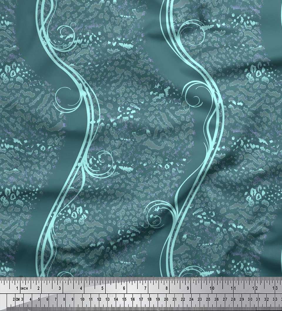 Soimoi Satin Silk Fabric animal skin,swirl & waves Abstract Printed Craft Fabric by the Yard 42 Inch Wide