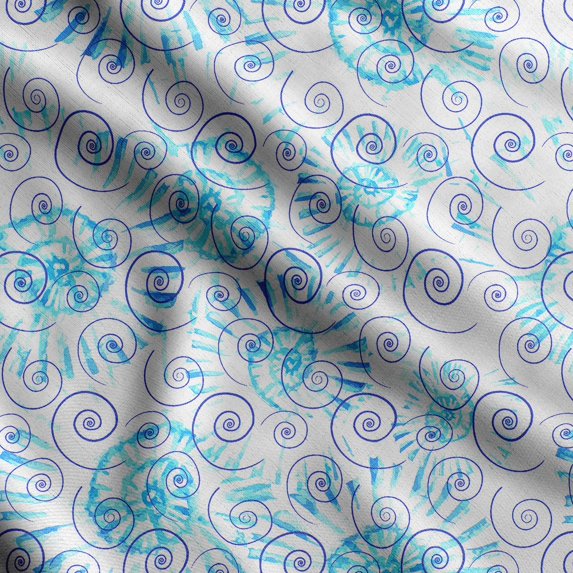 Soimoi Sea Shell Print,Cotton Cambric, Quilting Fabric Sold by The Yard 42 Inch Wide, Medium Weight Cotton Fabric, SewingSupplies,Aqua Blue