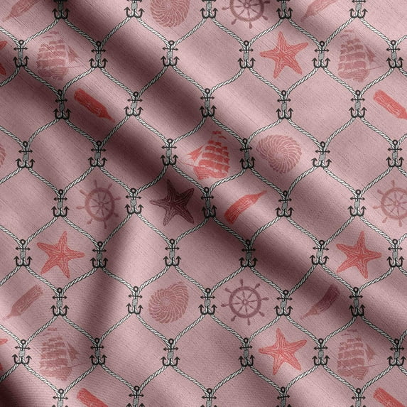 Soimoi Sea Shell Print,Cotton Cambric, Quilting Fabric Sold by The Yard 42 Inch Wide, Medium Weight Cotton Fabric, SewingSupplies,Pink