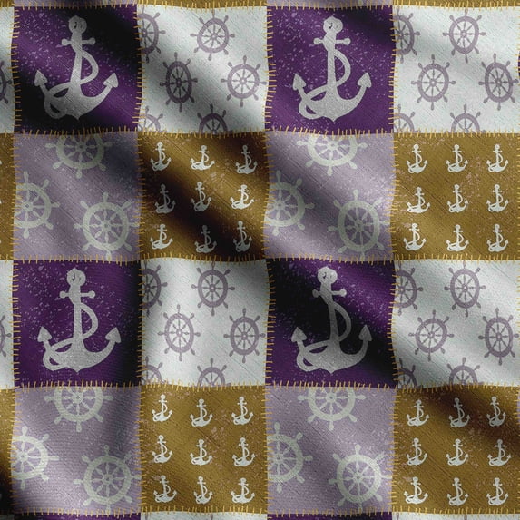 Soimoi Sea Shell Printed, Cotton Fleece, Fabric by The Yard Sewing DIY Stretch Fabric 56 Inches Wide, WarmFabric for Hats, Coats, Gloves, Blankets, Dark Mustard