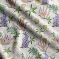 thumbnail image 1 of Soimoi Sea Shell Printed, Japan Crepe SatinFabric, by The Yard 54 Inch Wide, Decorative Sewing Fabric for Dresses Kimonos Gowns, Light Gray, 1 of 5