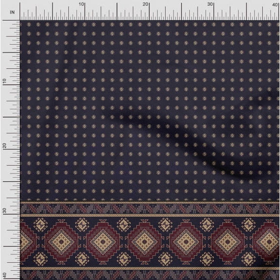 Soimoi Silk Fabric Aztec Panel Print Fabric by Yard 42 Inch Wide
