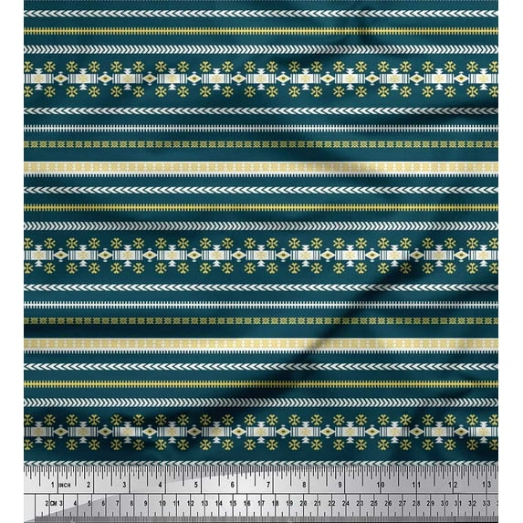 Soimoi Silk Fabric Aztec Southwestern Print Fabric by Yard 42 Inch Wide