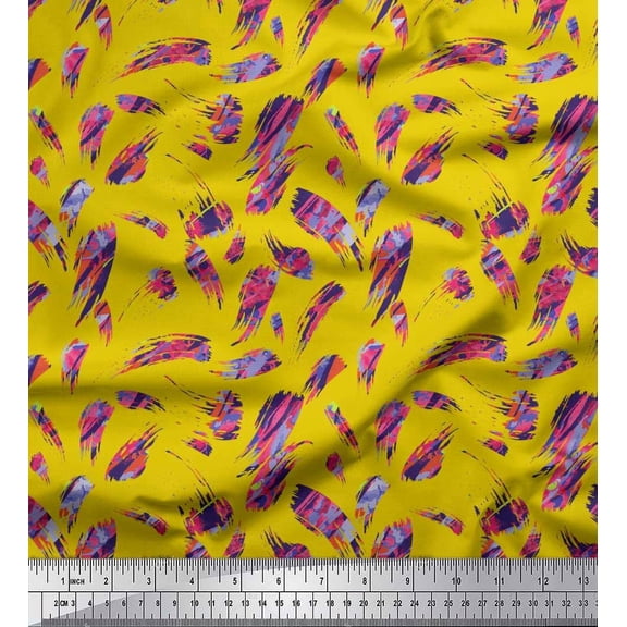 Soimoi Silk Fabric Brush Stroke Abstract Print Sewing Fabric Yard 42 Inch Wide
